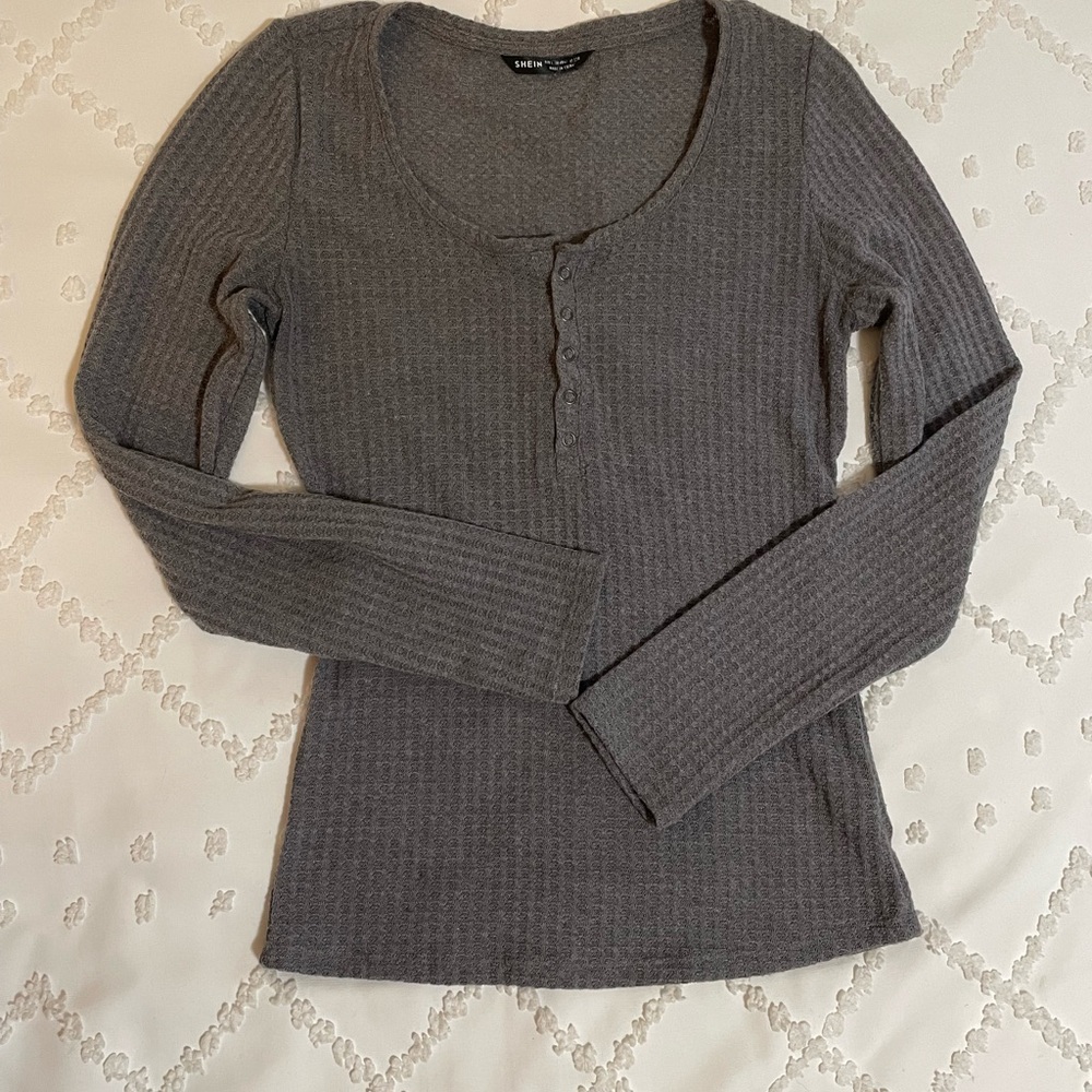 SHEIN Charcoal Long Sleeve Top